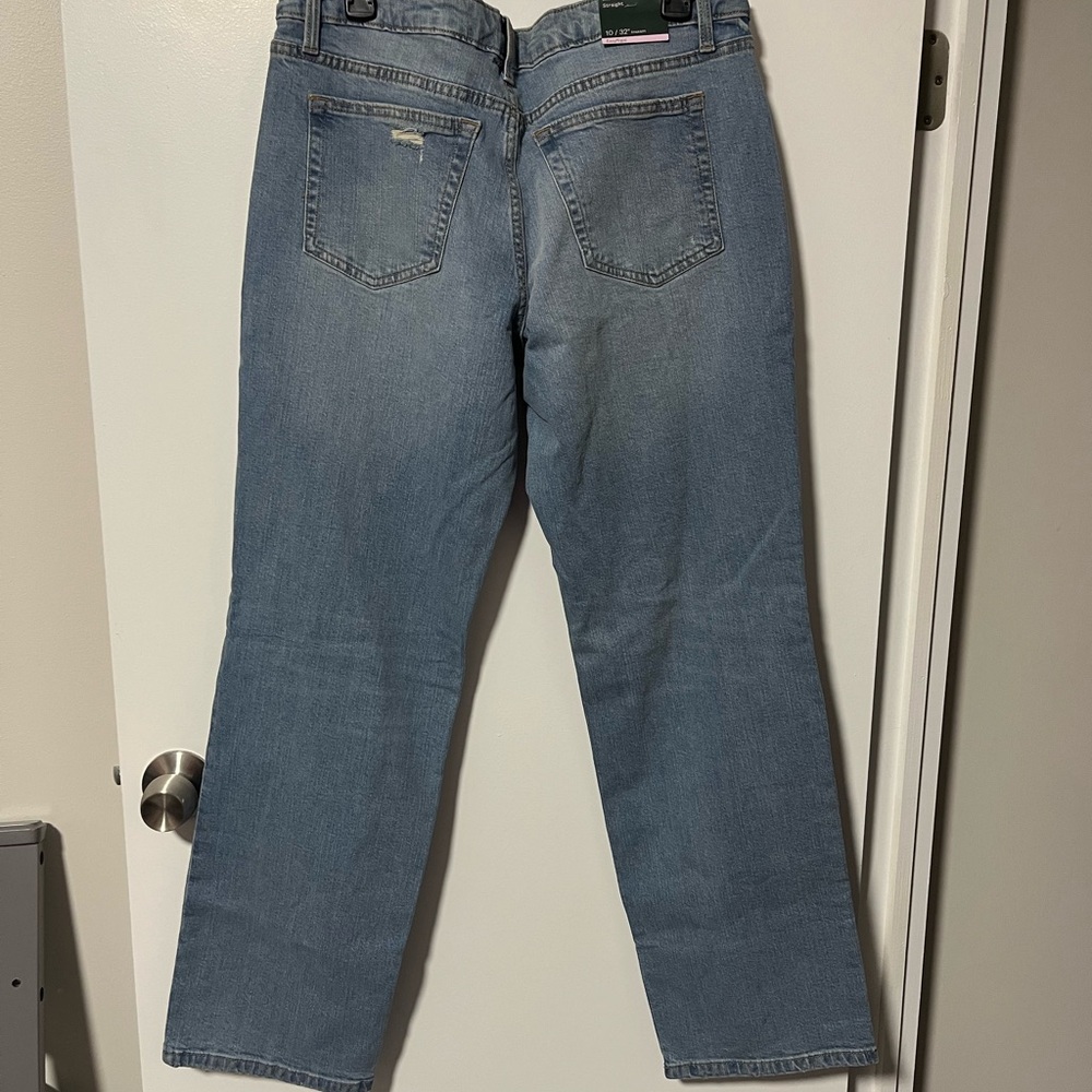wild fable Light Blue Distressed Mid Rise Straight Leg Easy Rigid Jeans 10/32” - Picture 3 of 4